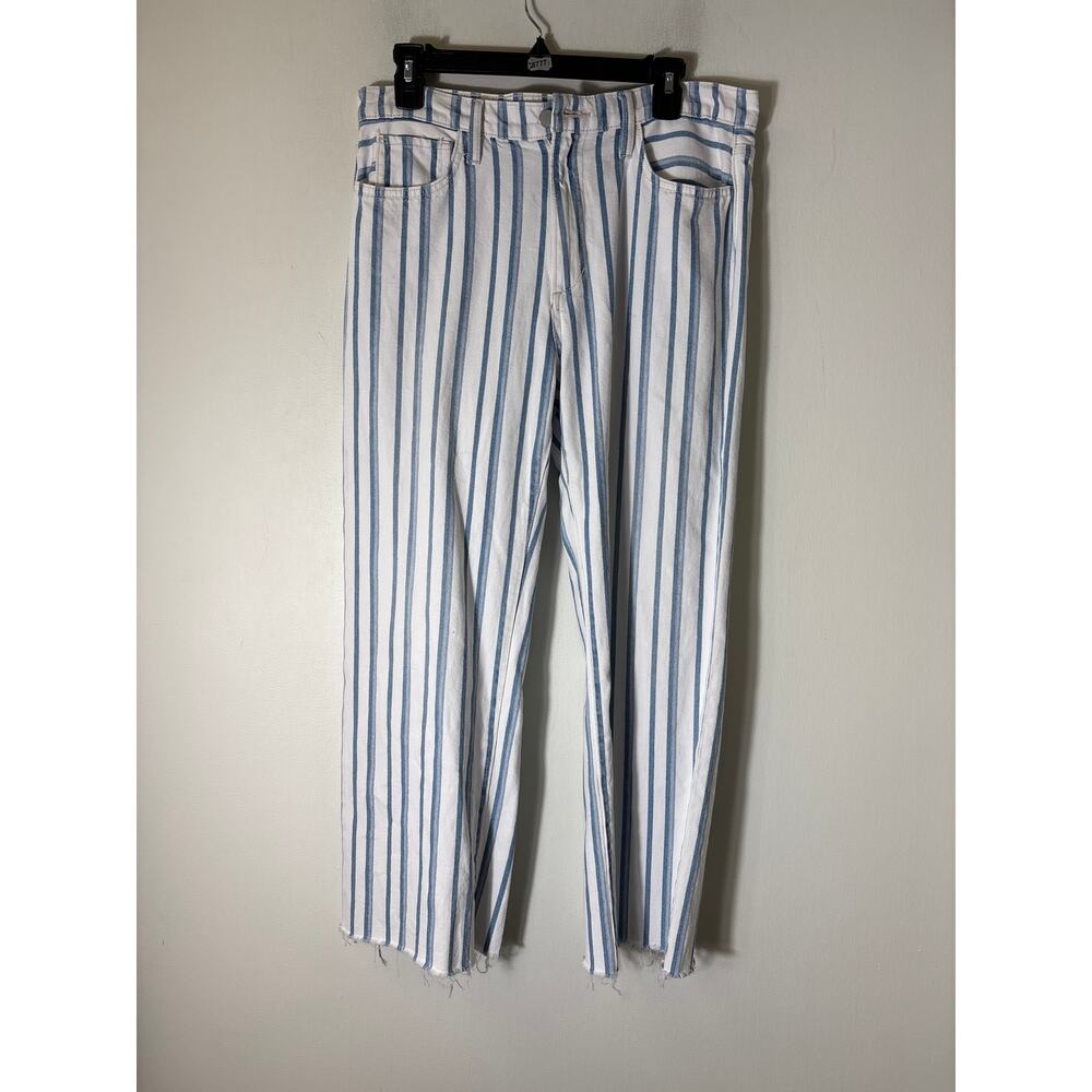 Joe's Jean Blue and White "The Blake High Rise Wide Leg Crop" Jeans Sz 31